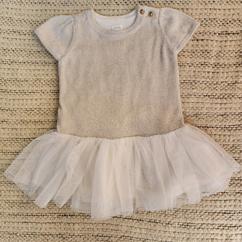 Baby Gap gold sweater tulle dress 3-6 months